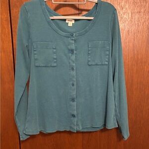 Women's Teal Button-Up Top